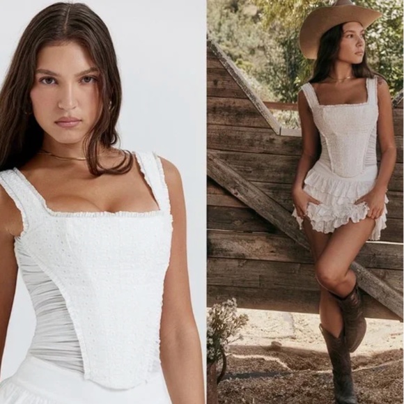 HOUSE OF CB 'Catalina' White Broderie Anglais Corset NWOT size Large - Picture 2 of 14